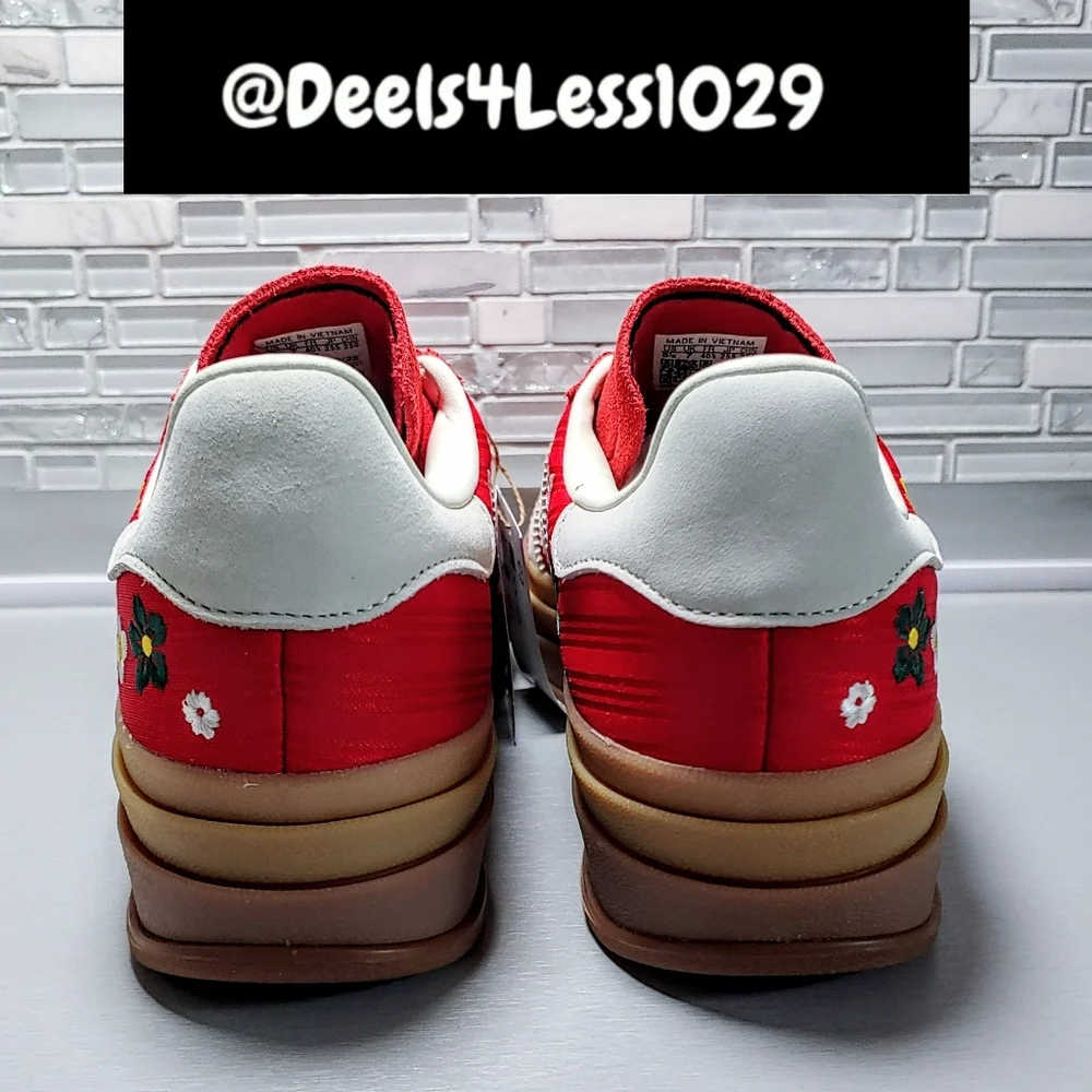 Adidas Gazelle Bold Platform X Liberty London Womens Size 8.5 Scarlet Red Yellow